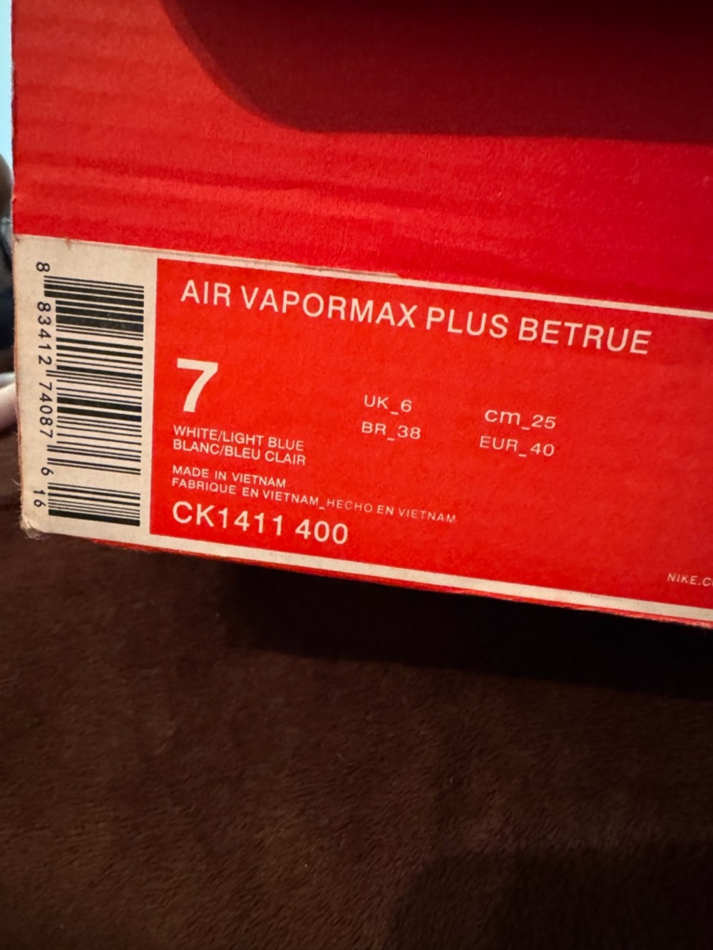 Nike Air VaporMax Plus BeTrue - White / Light Blue Box Label